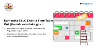 Karnataka SSLC Exam 3 Time Table 2024 Out @kseab.karnataka.gov.in; Exams from August 2